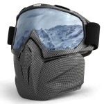 Face protection mask, made from hard plastic + ski goggles, silver lenses, model MCMFA01